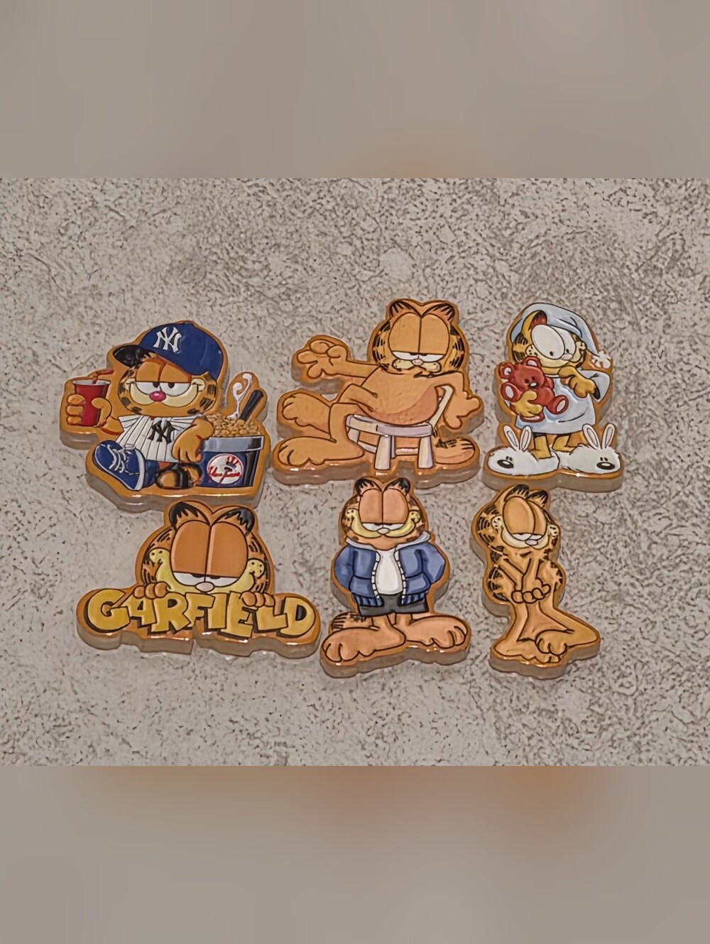 Comic Style Garfield Acrylic Focal Beads Lot Of 6 for Beadable Pens & Crafts - Picture 2 of 2